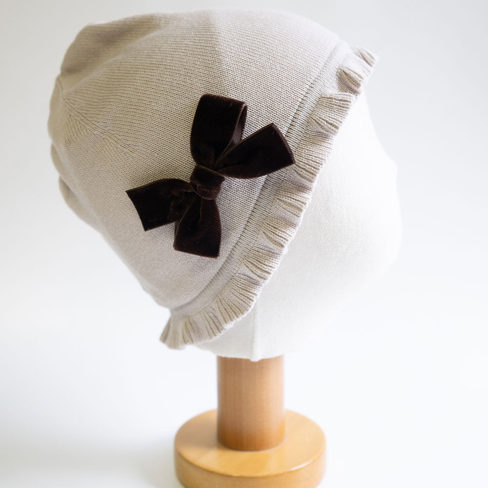 Berretto in Cotone 3-5 Anni con Fiocco Liv in Velluto