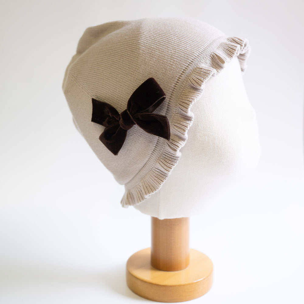 Berretto in Cotone 3-5 Anni con Fiocco Liv in Velluto