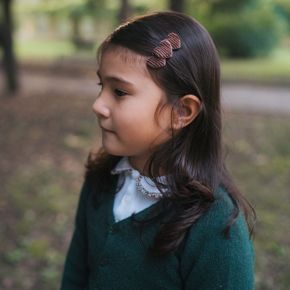 Clip Clap Tre Cuori In Velluto a Coste